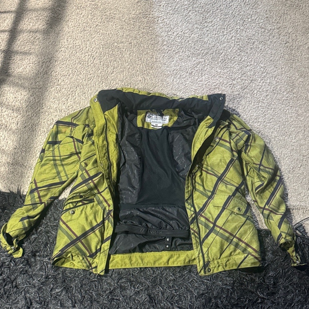 Columbia Green Plaid Puffer Jacket